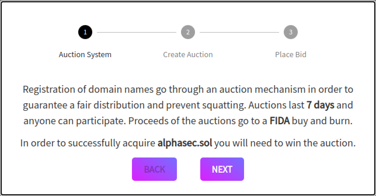 Solana domain registration