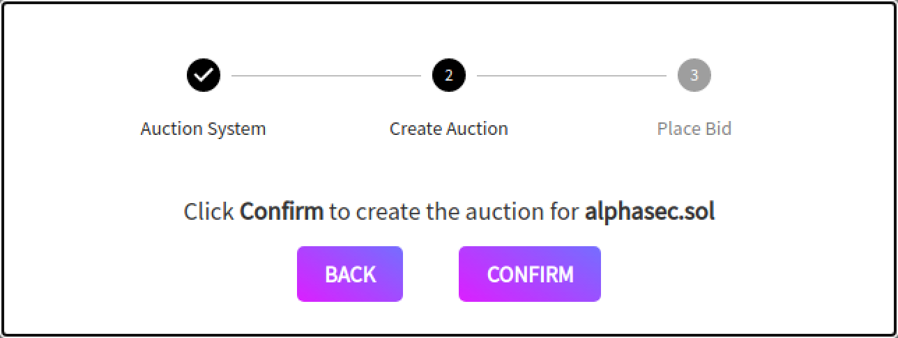 Solana domain registration auction