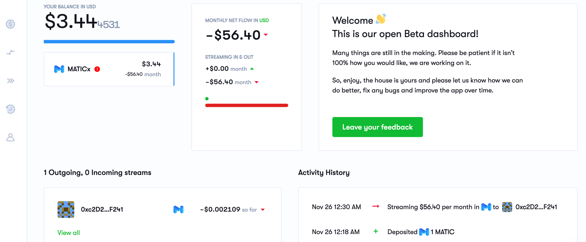 Superfluid dashboard