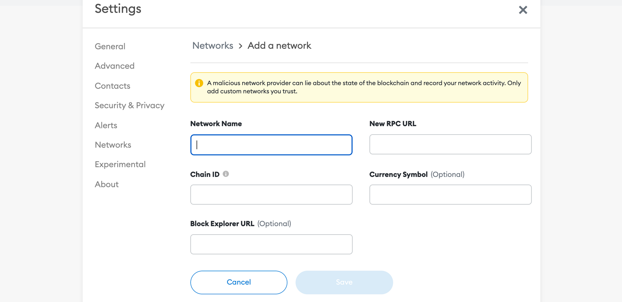 ehtereum private network metamask