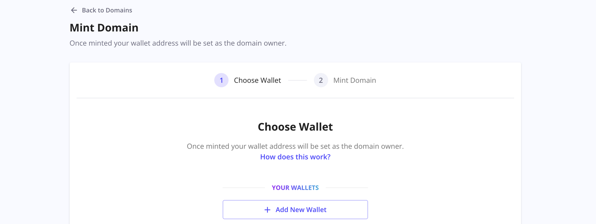 Mint domain - choose wallet