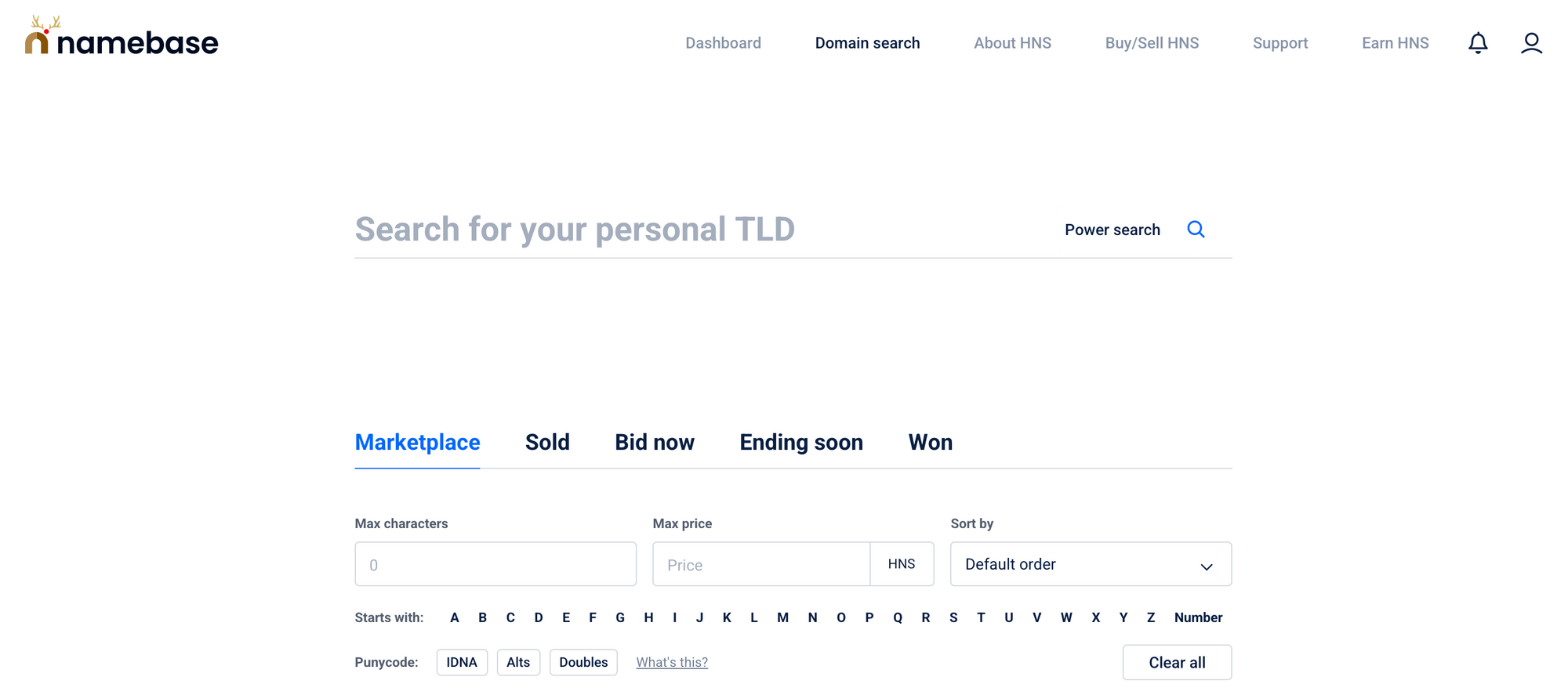 Search for your desired TLD