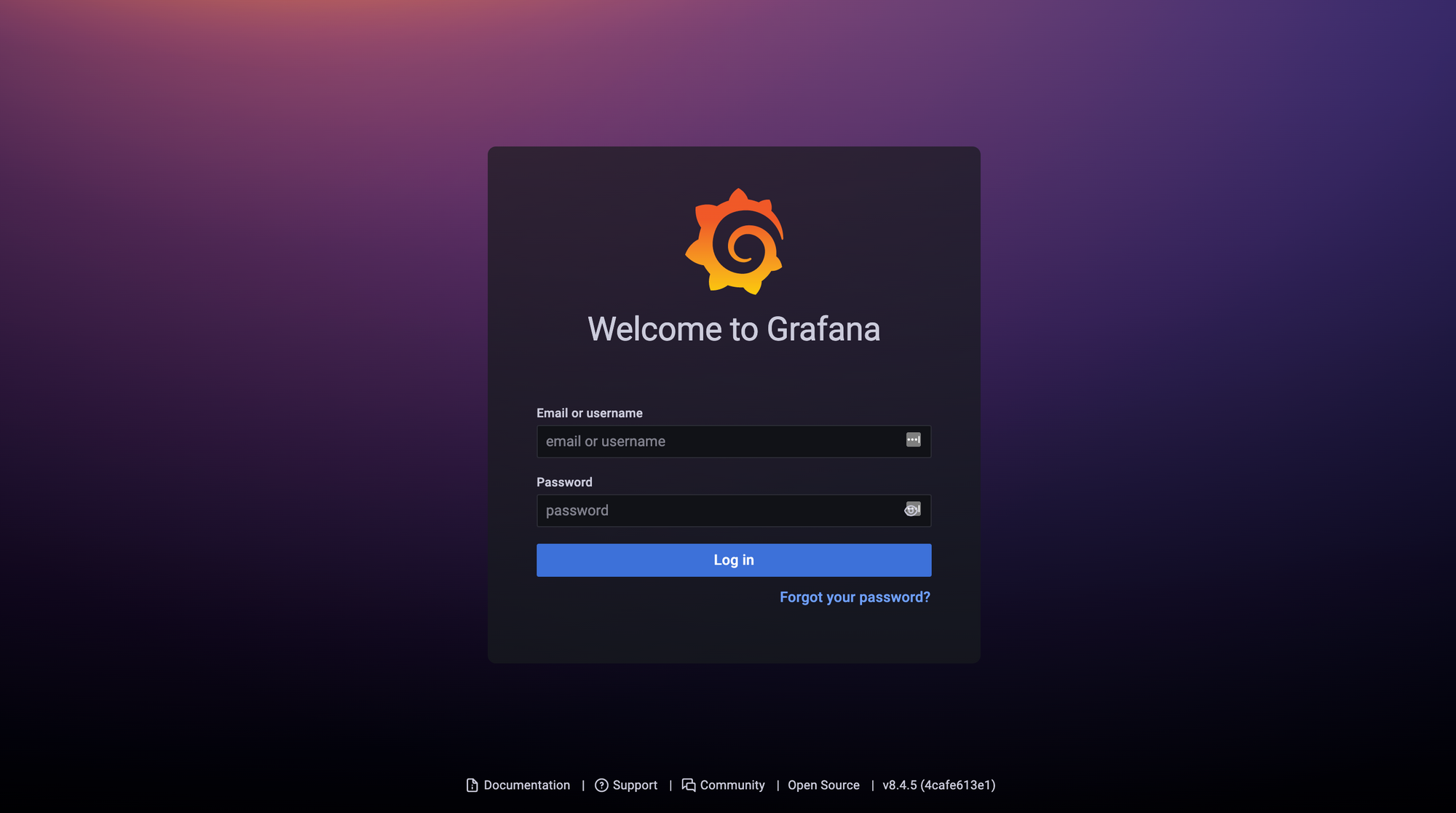 Grafana application login