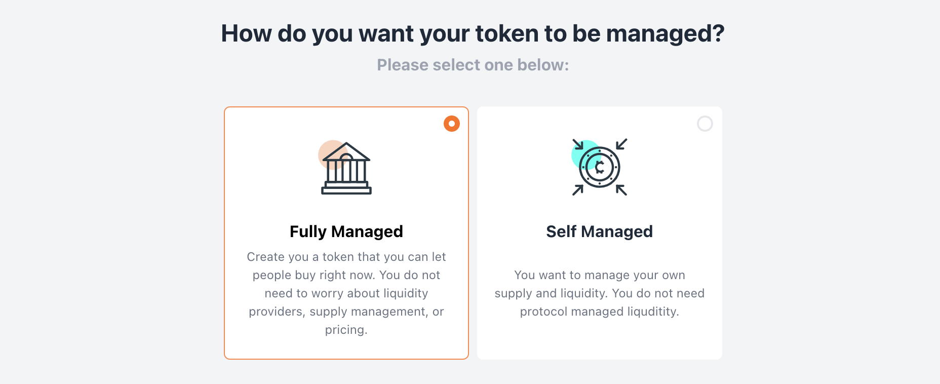 Create Strata token - management options