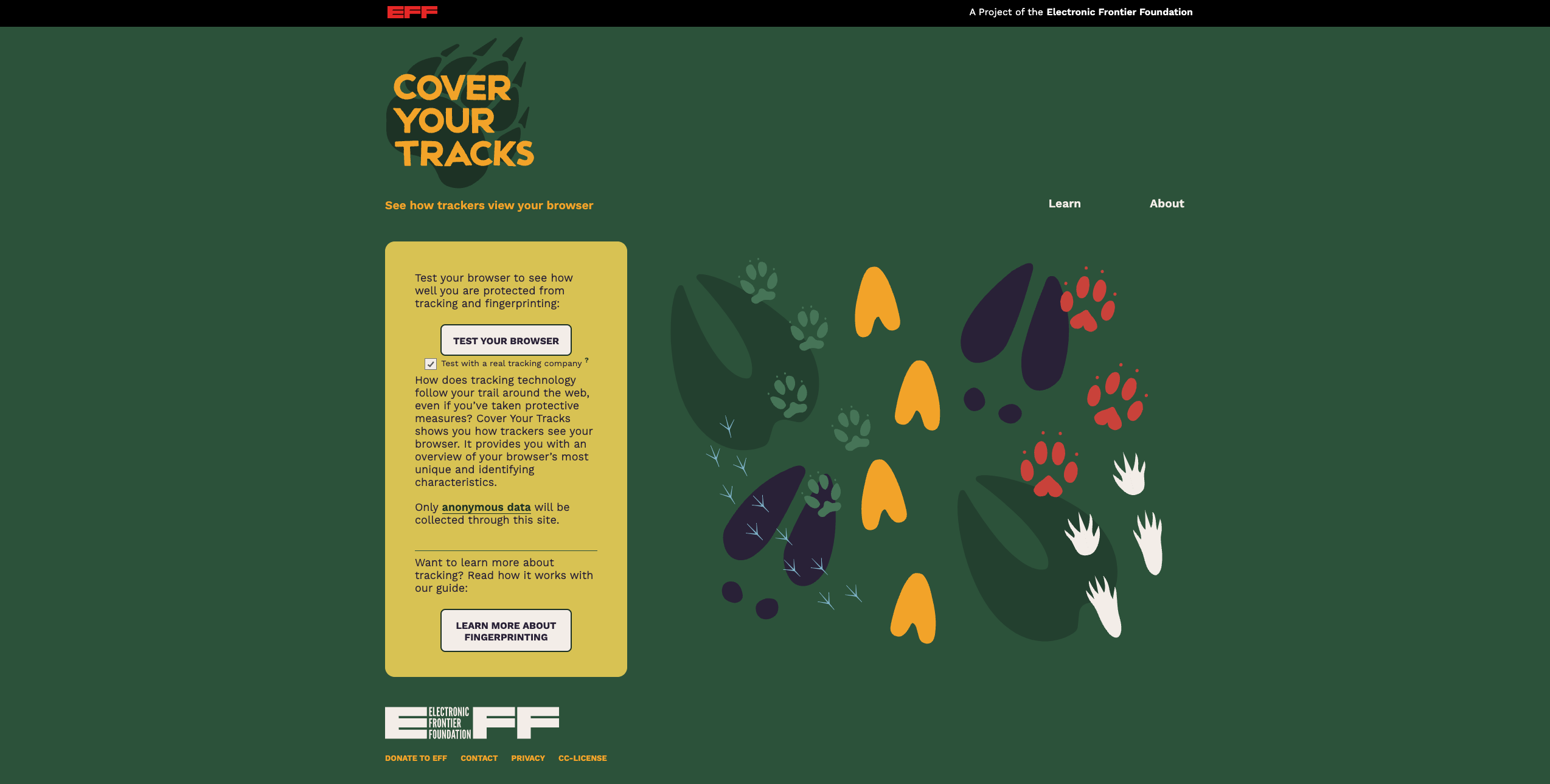 Cover Your Tracks, a project by the Electronic Frontier Foundation