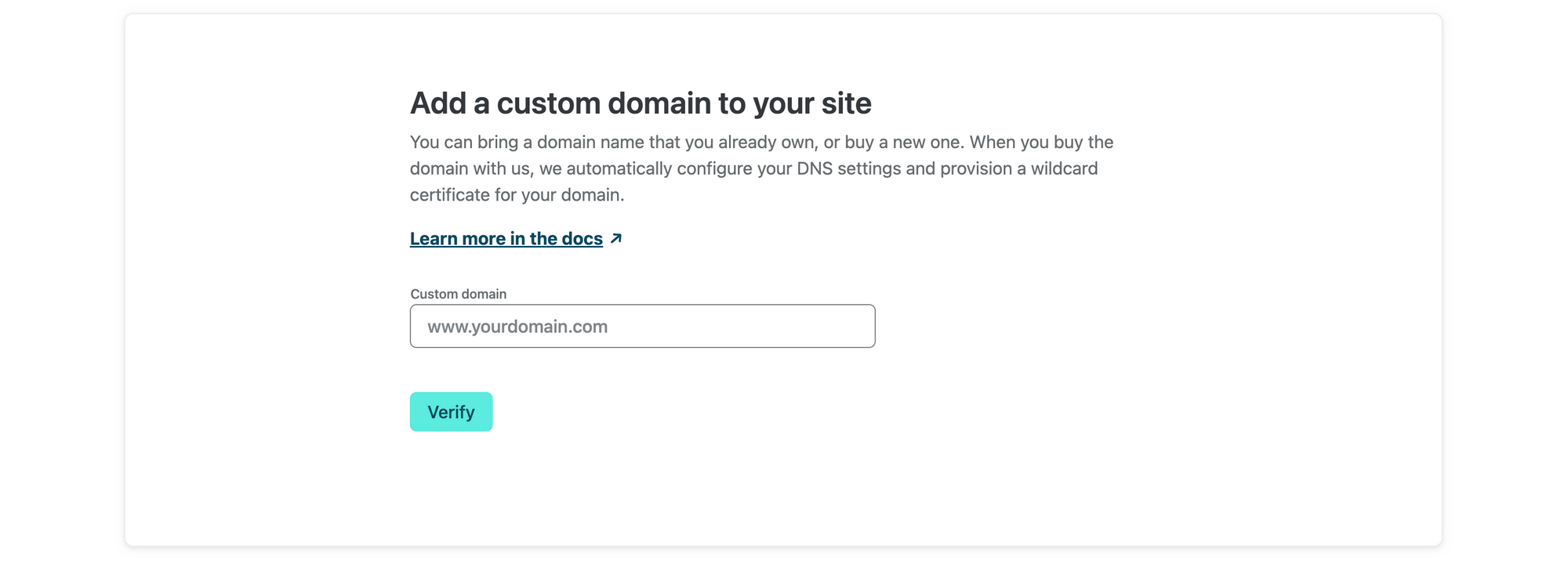 Add custom domain to your site