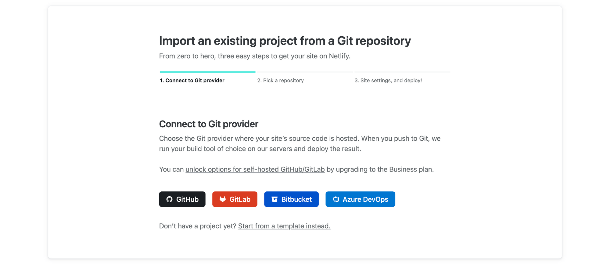 Import an existing project from Git repo