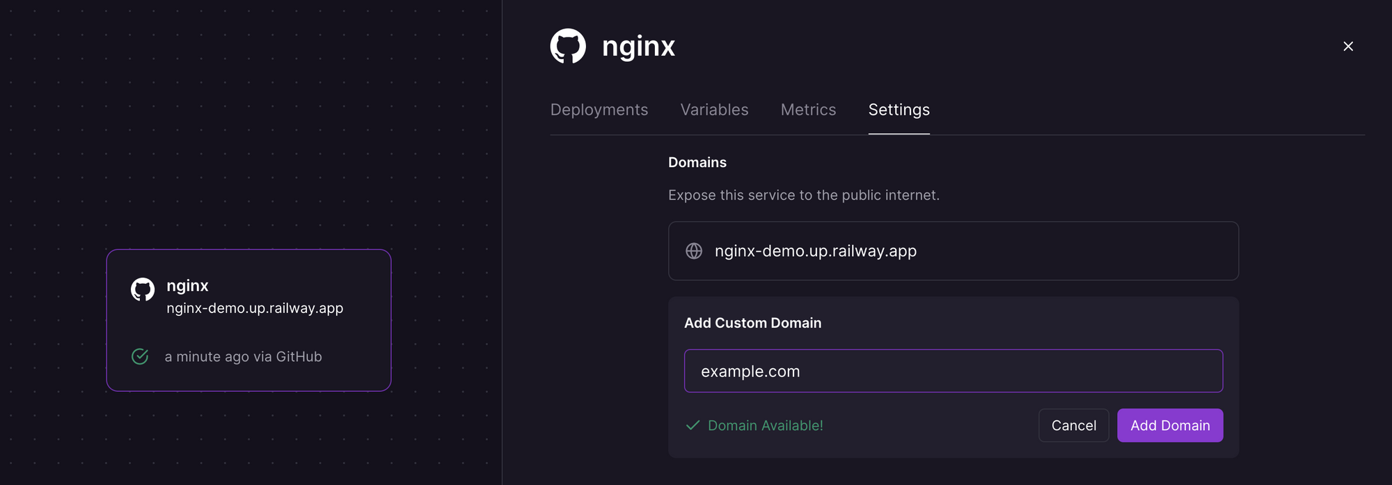 Add a custom domain for the NGINX service