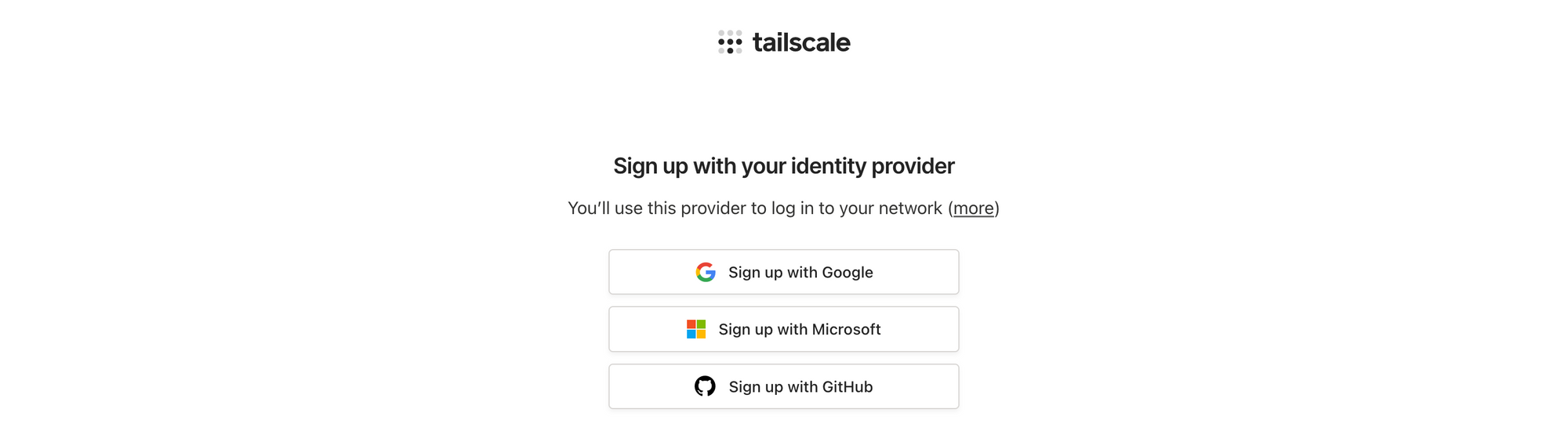 Sign up for Tailscale with an identity provider