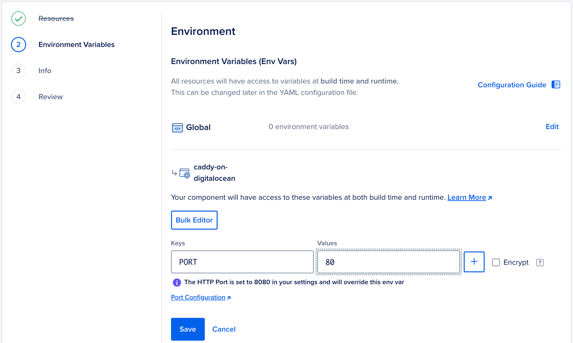 Global and local environment variables