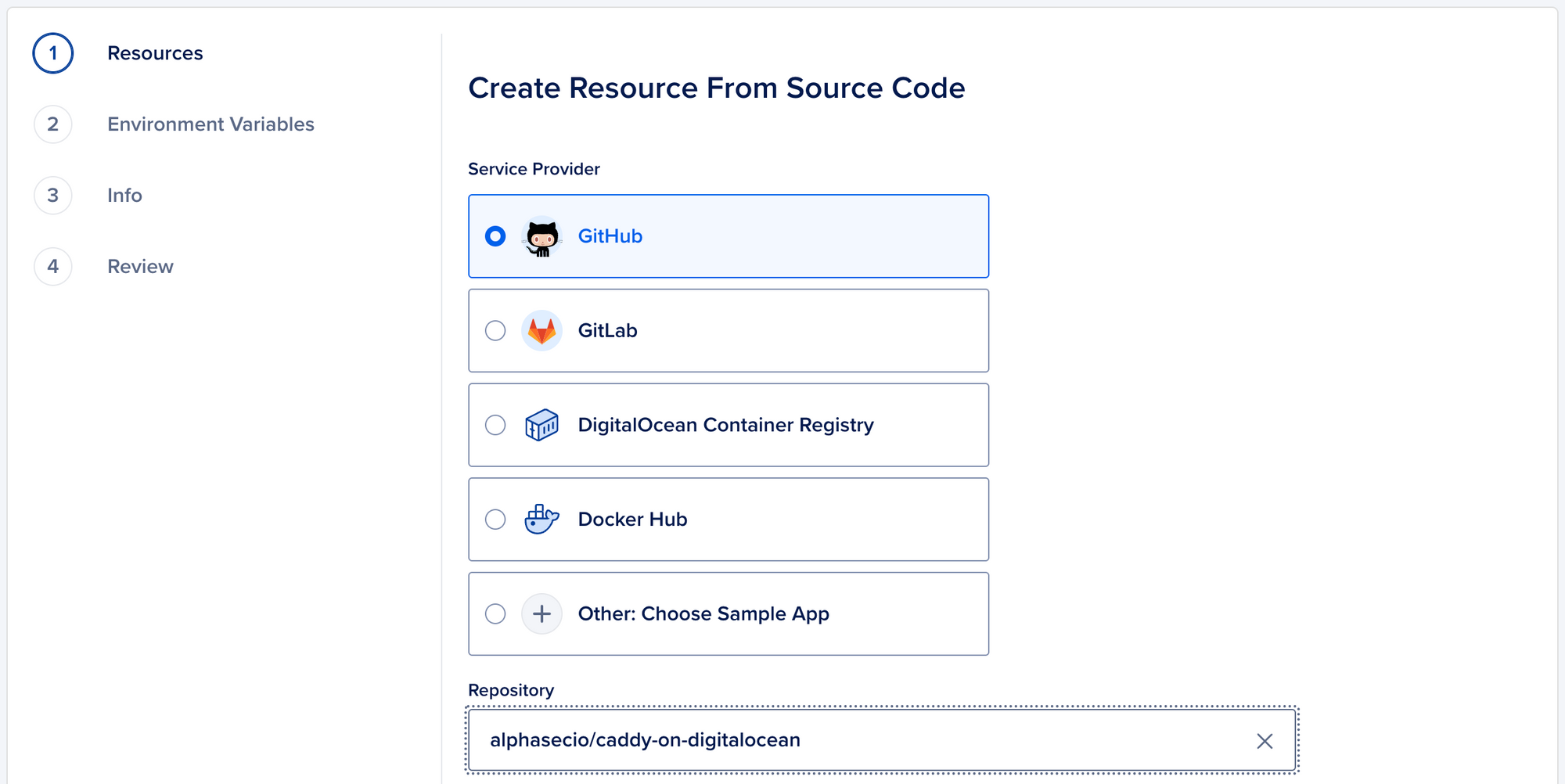 Git repository connection