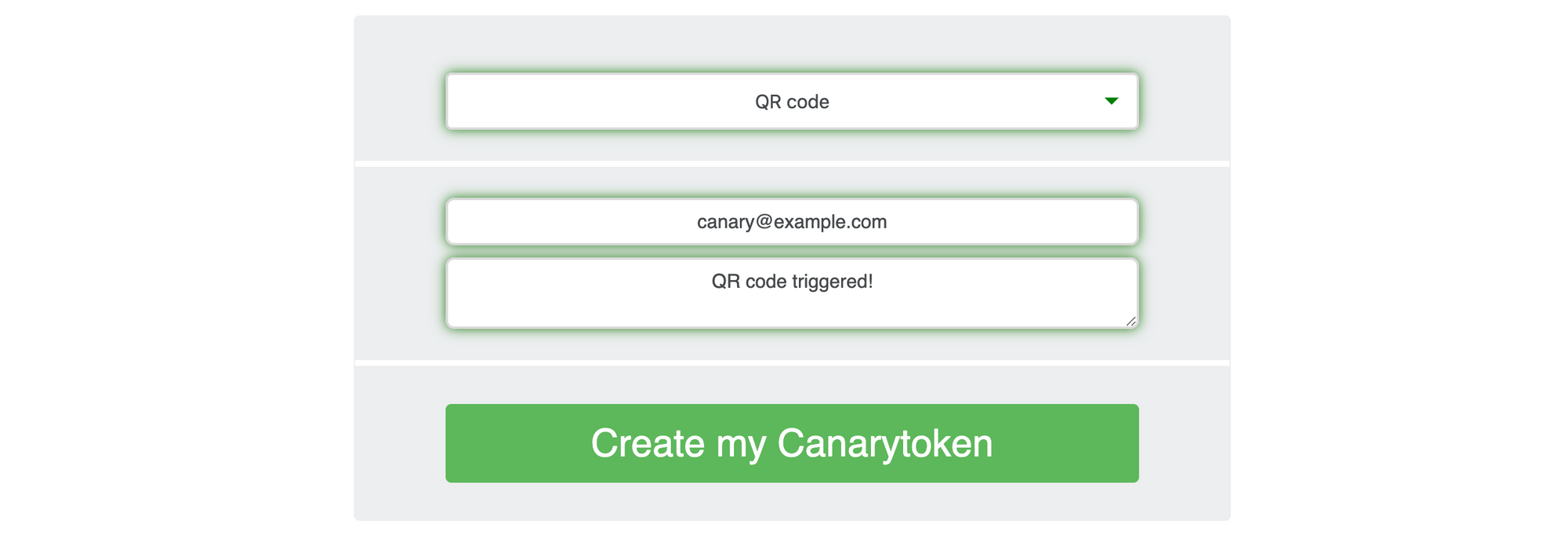 Generate QR code canary token