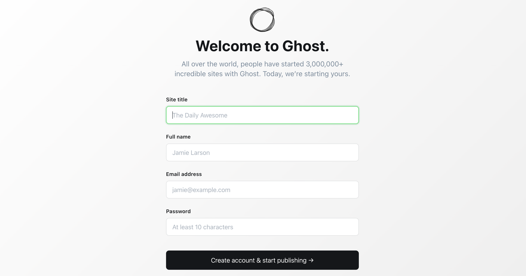 Set up Ghost admin profile