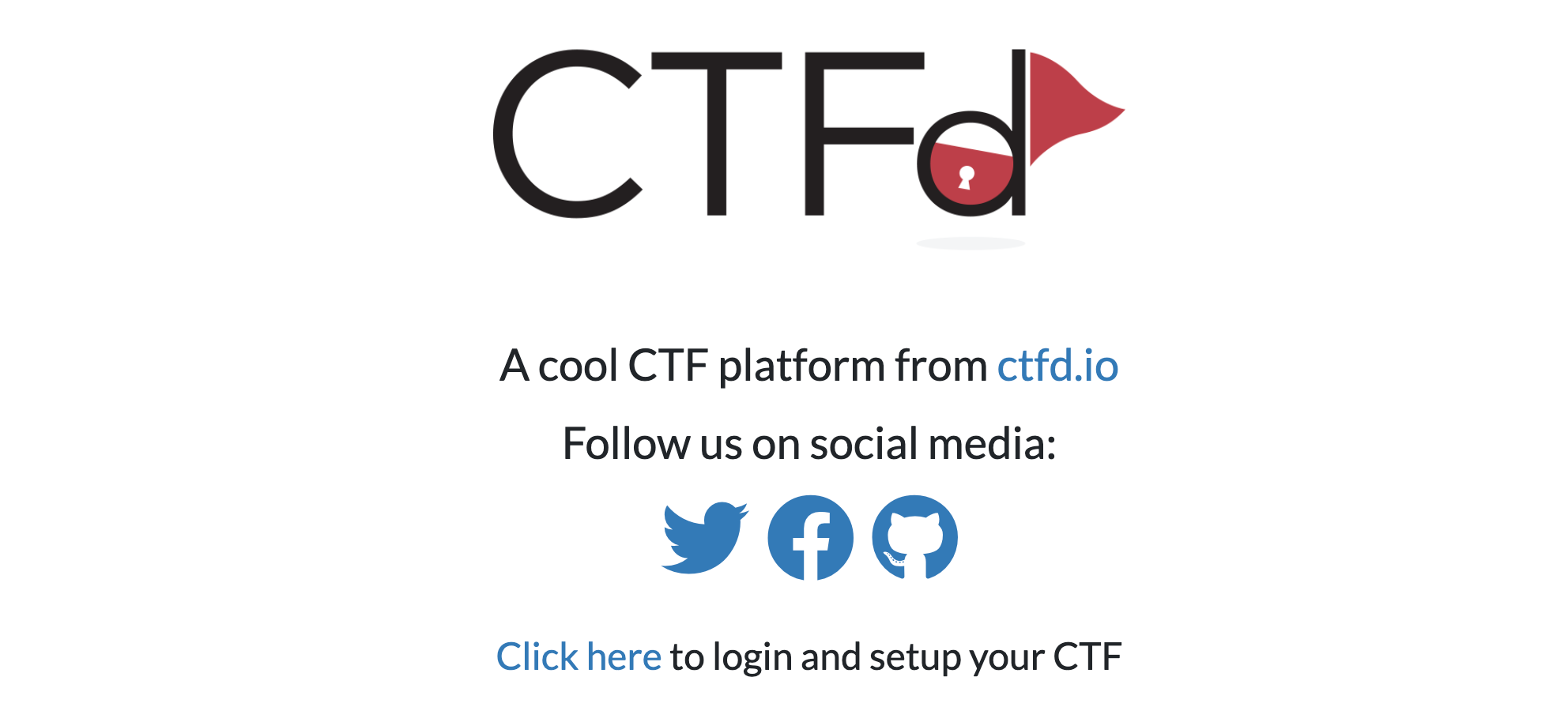 CTFd setup page - initial configuration complete
