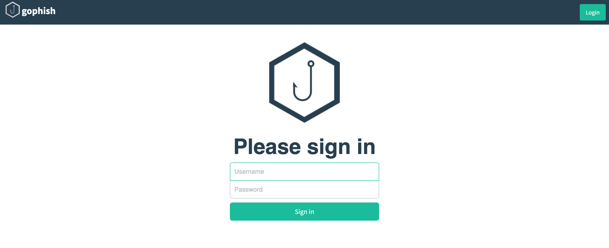 Gophish admin login page