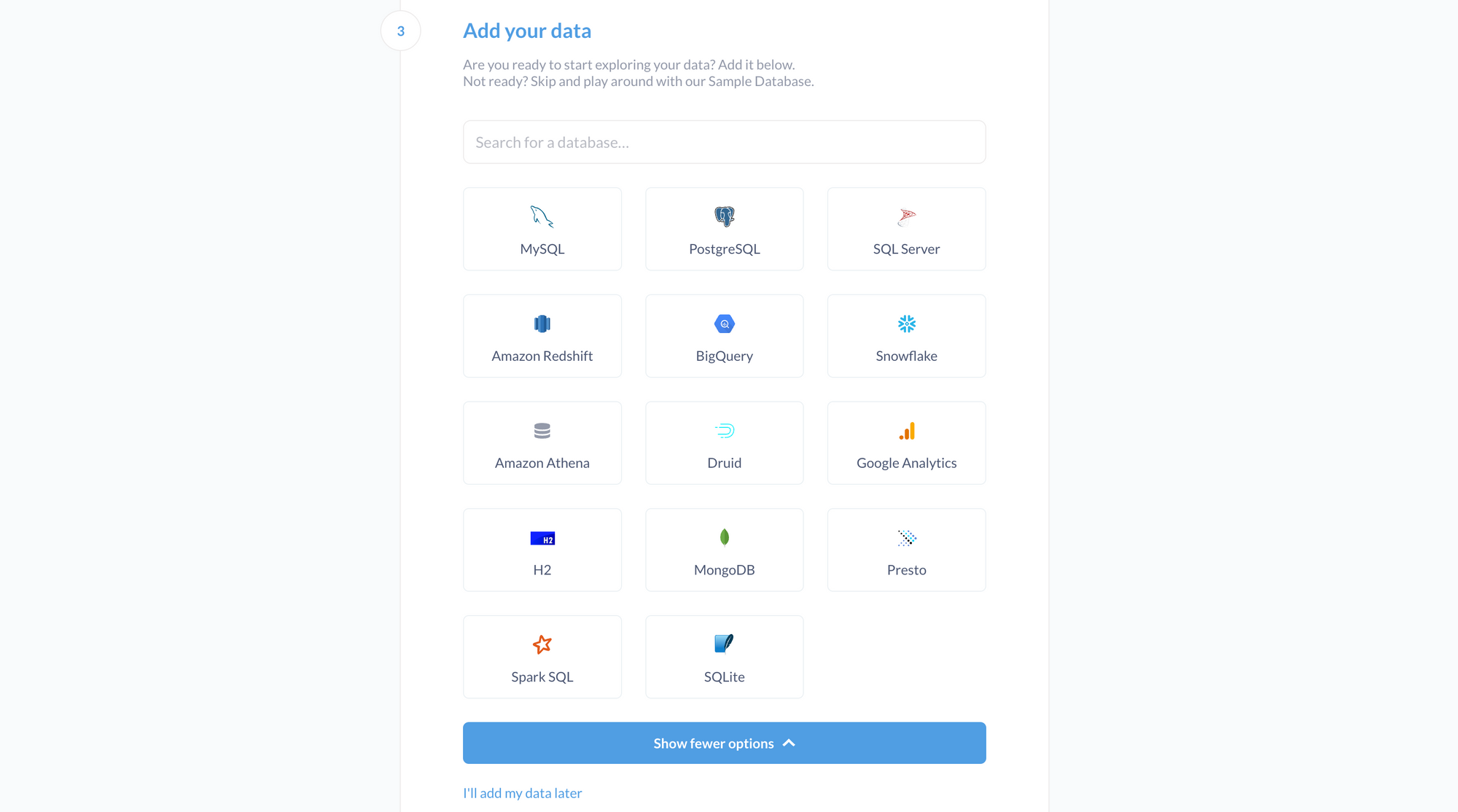 Metabase data sources