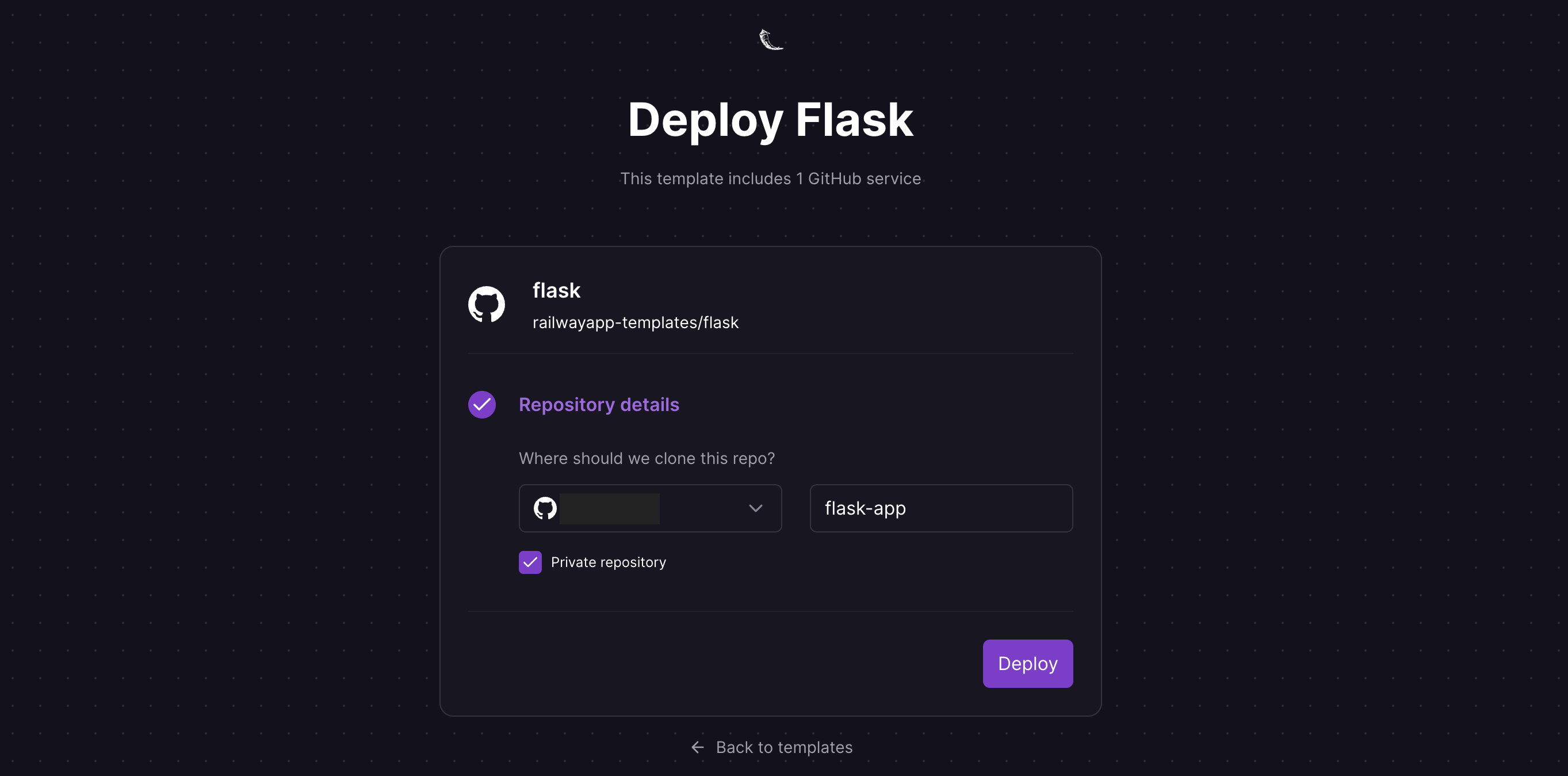 Deploy Flask one-click starter template on Railway