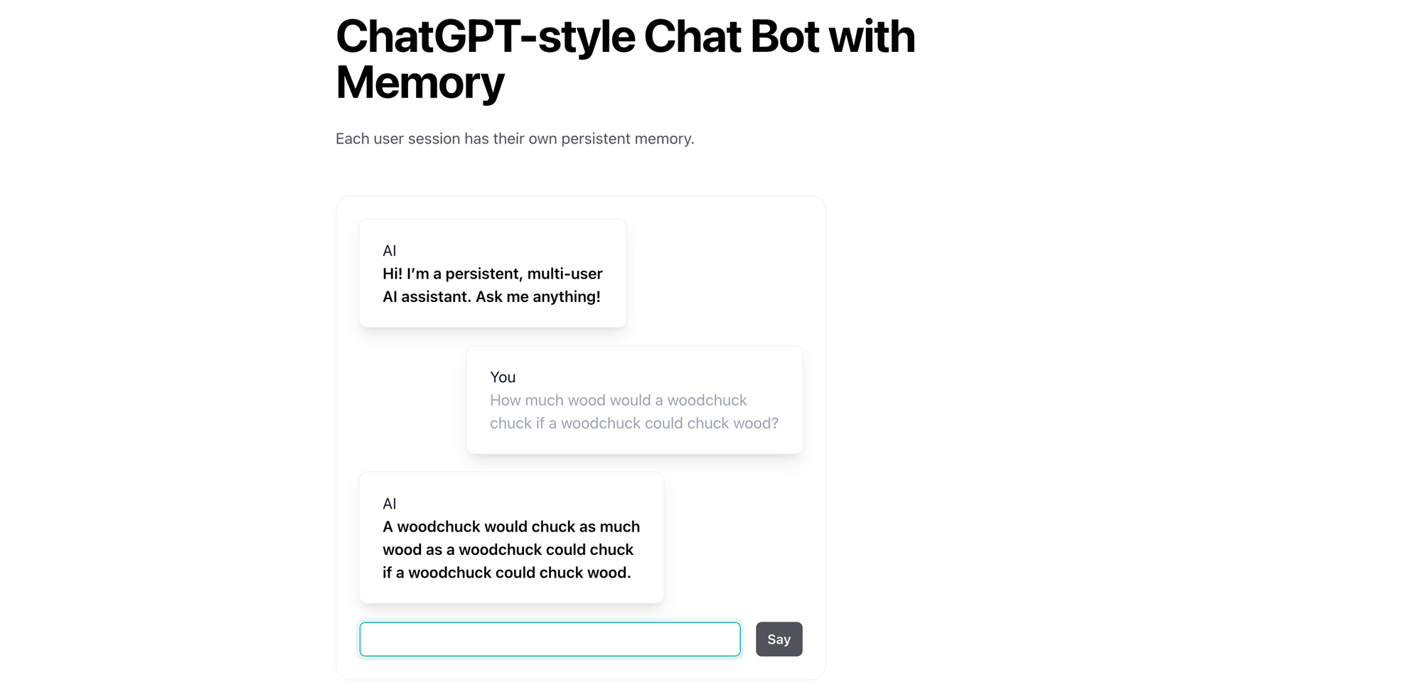 ChatGPT chatbot with memory
