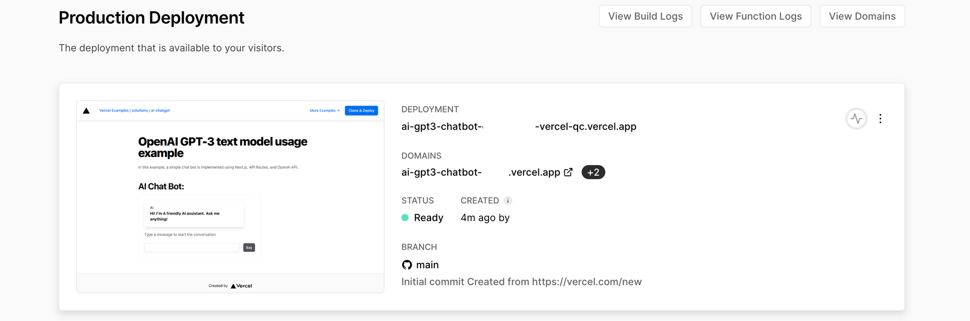 Vercel deployment details