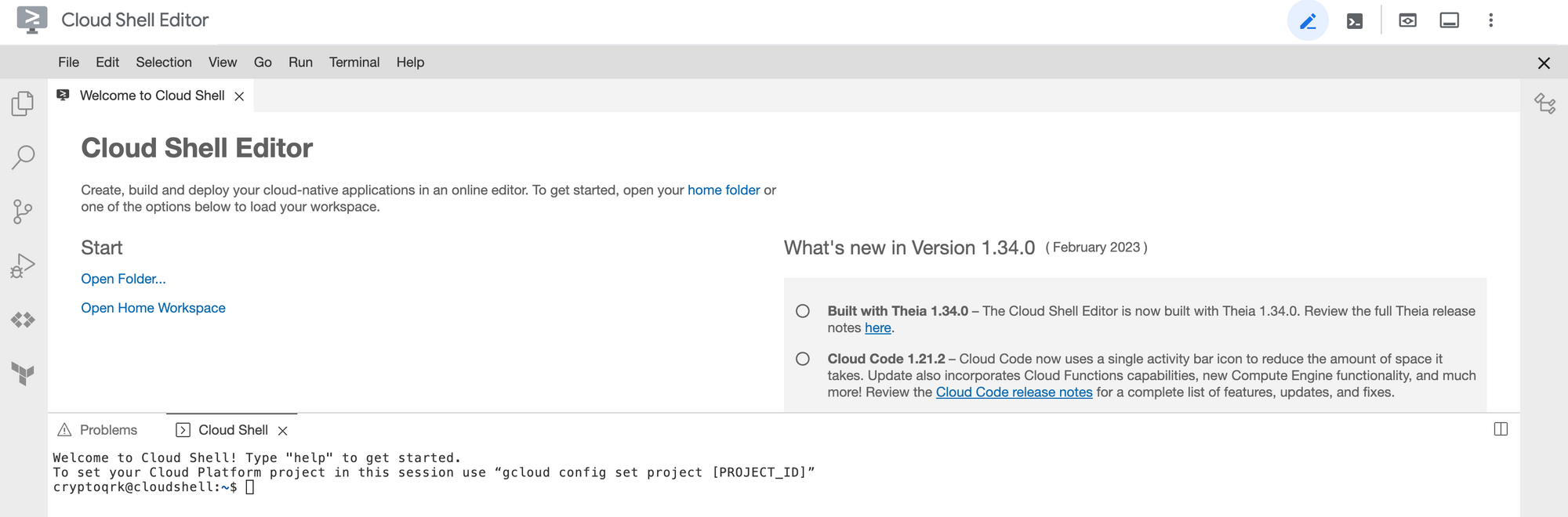 Google Cloud Shell Editor