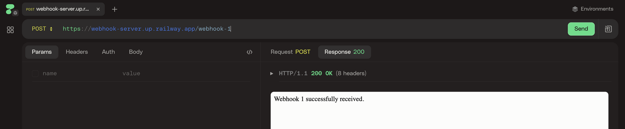 HTTP POST web request to the webhook server