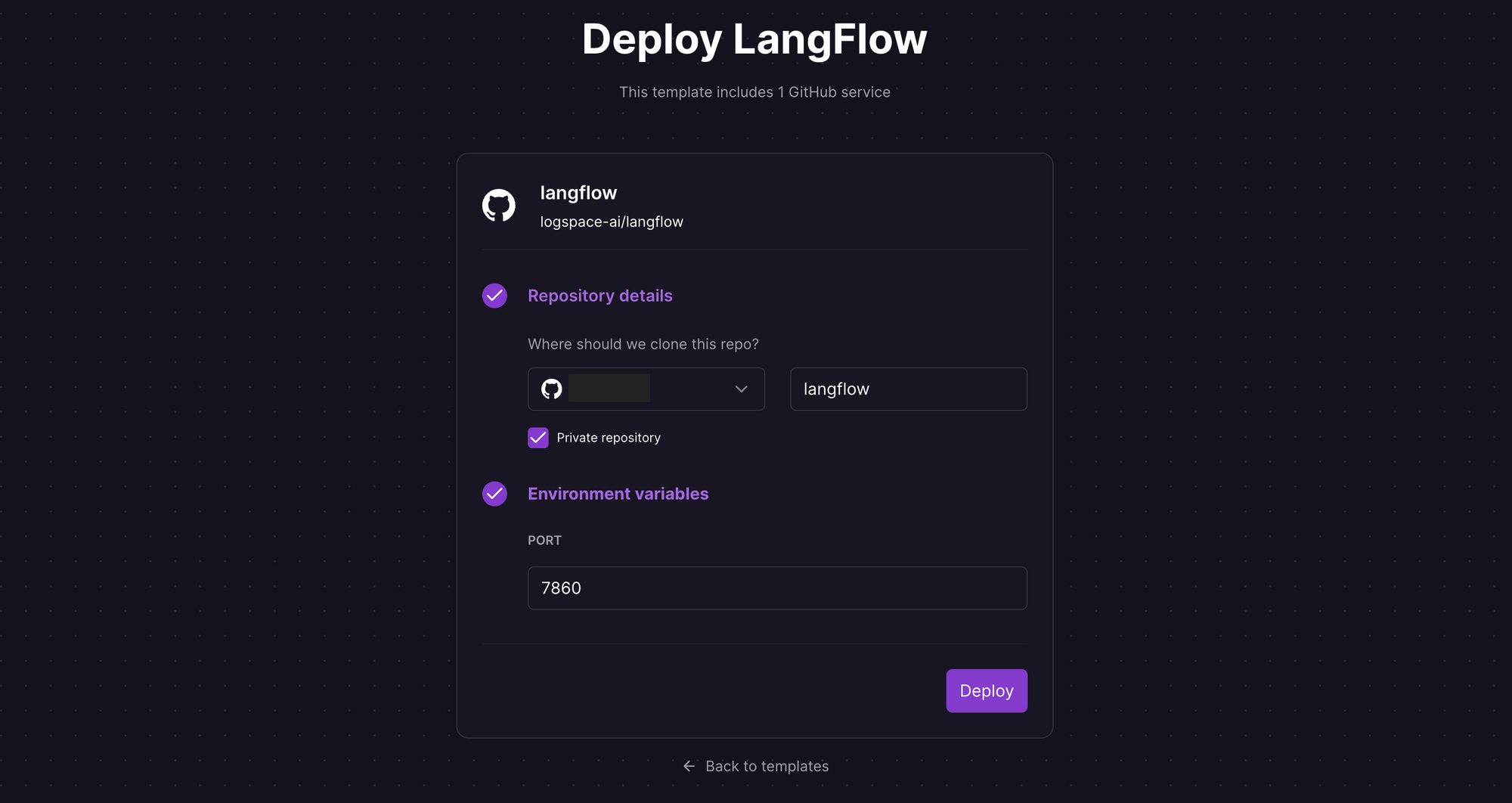 Deploy LangFlow using a one-click template on Railway