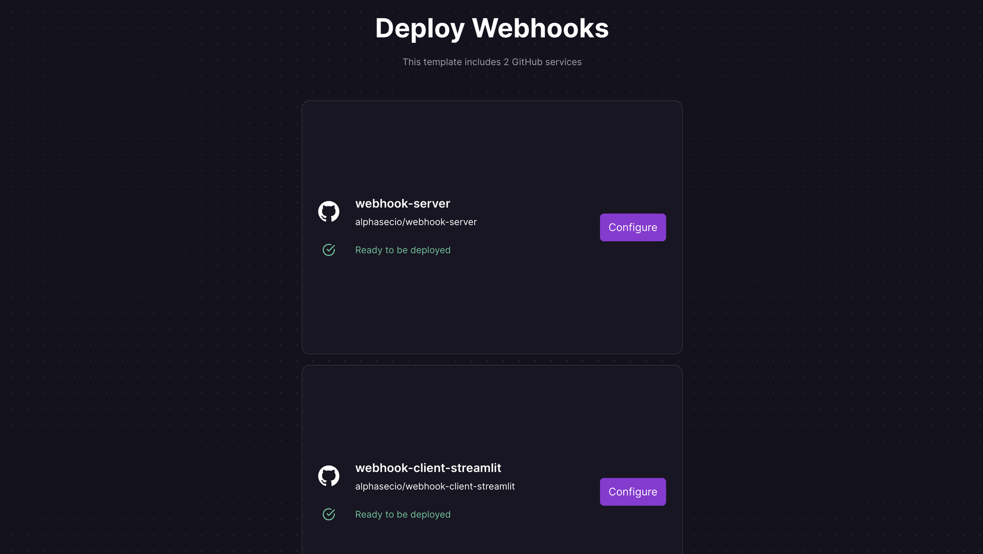Deploy Webhook Client and Server using one-click starter on Railway