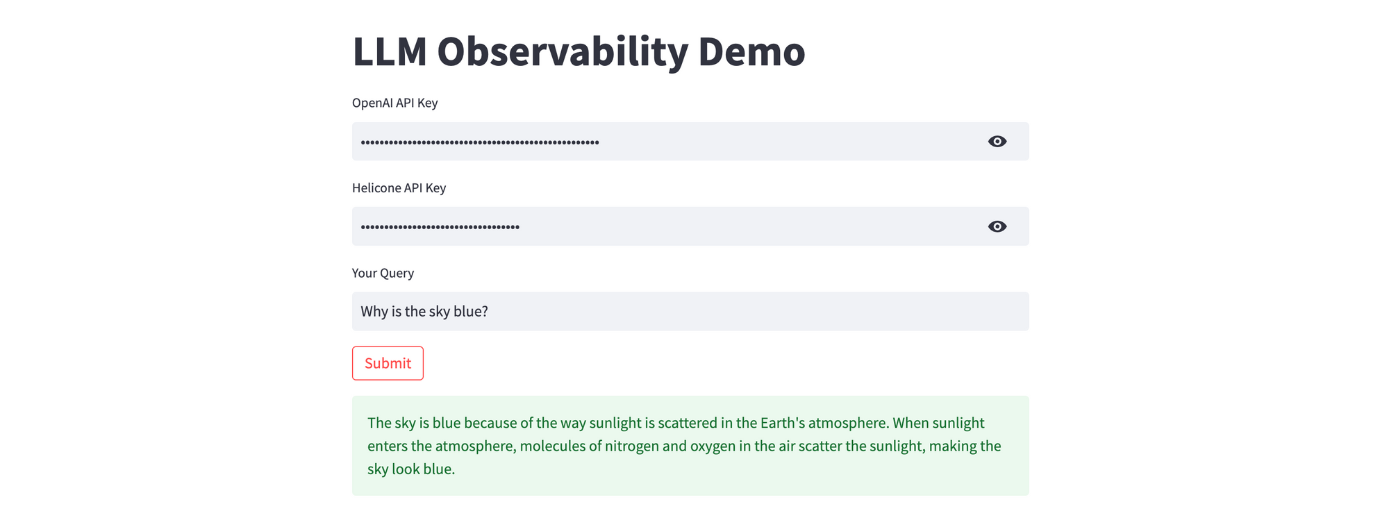 Response to the sample query