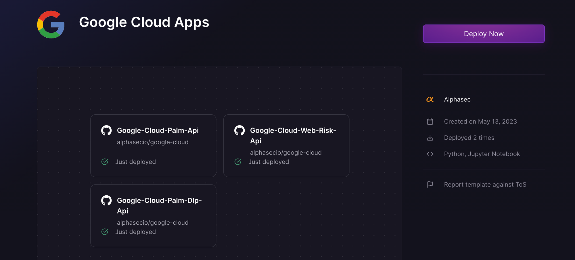 Google Cloud Apps one-click template on Railway