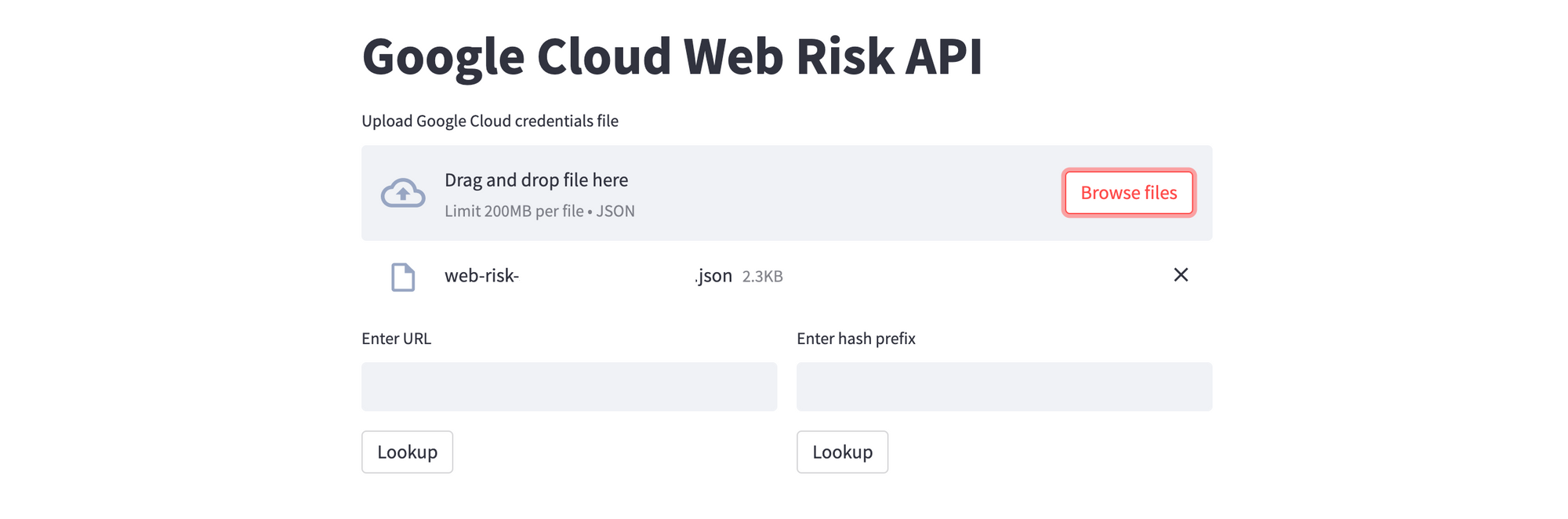 Lookup URLs using Google Cloud Web Risk API