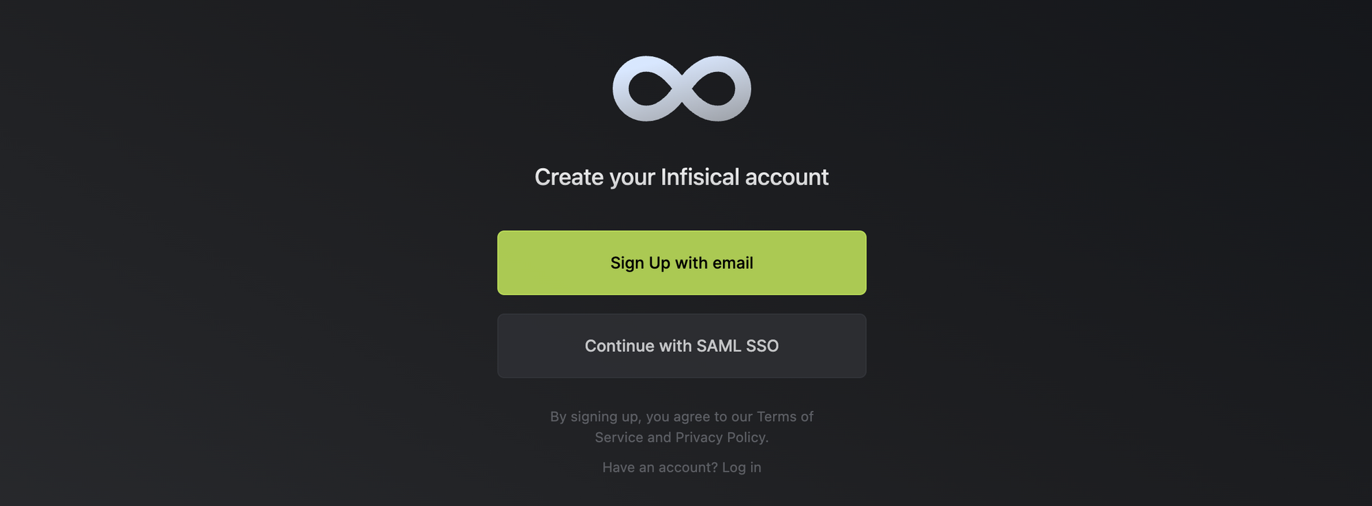 Sign up for a local Infisical account