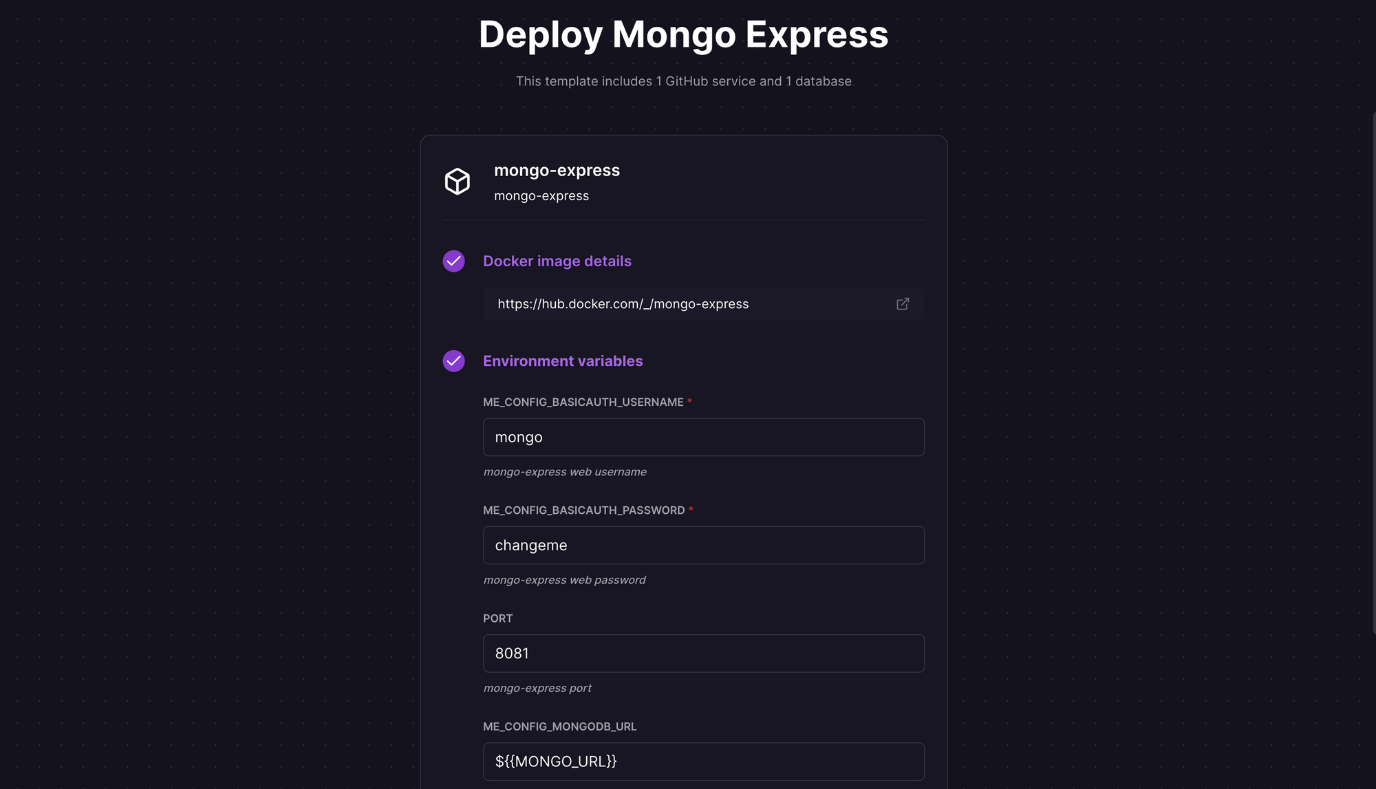 Deploy Mongo Express using one-click starter on Railway