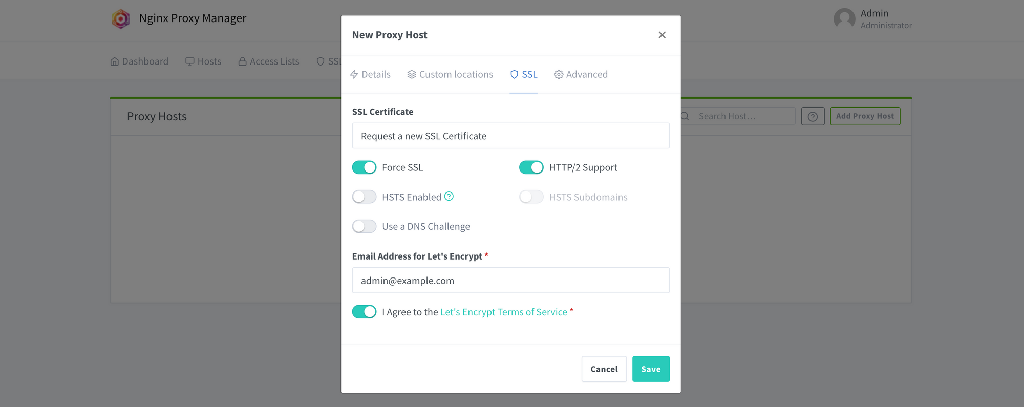 Request SSL certificate from Let's Encrypt