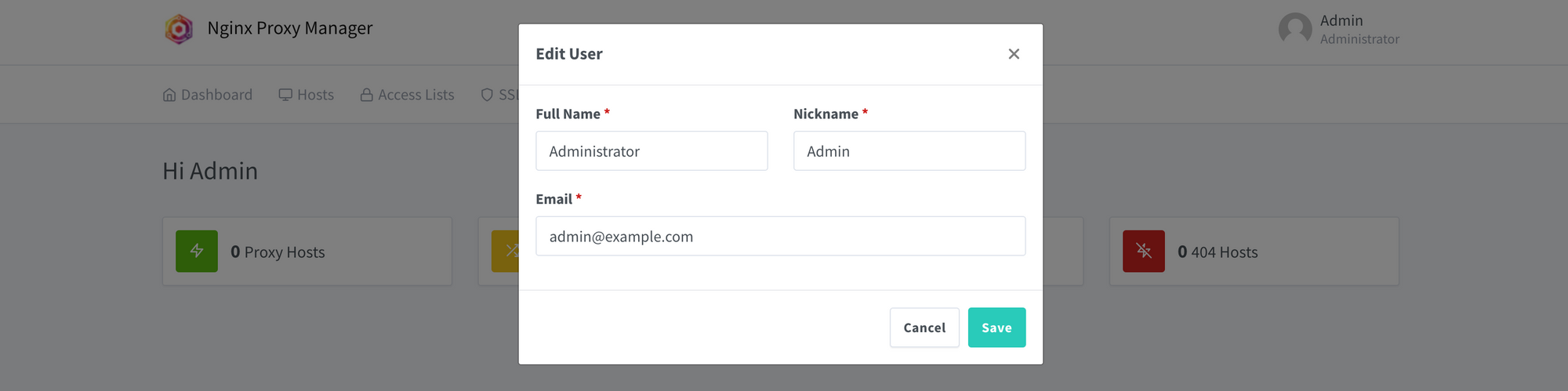 Nginx Proxy Manager admin defaults