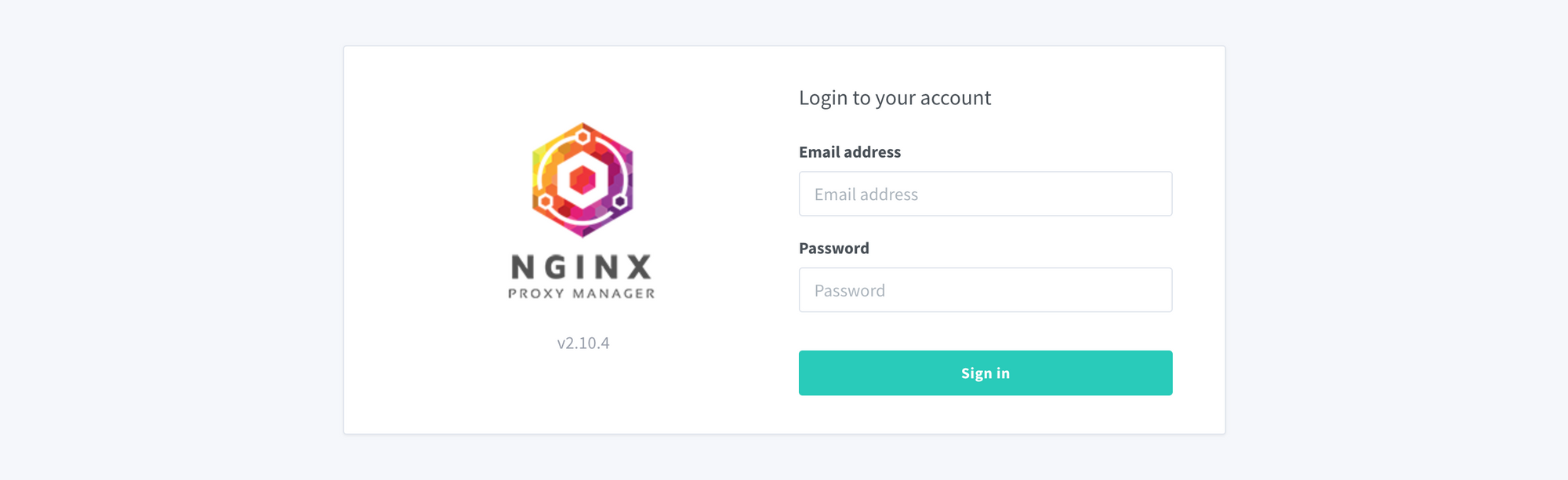 Nginx Proxy Manager login page