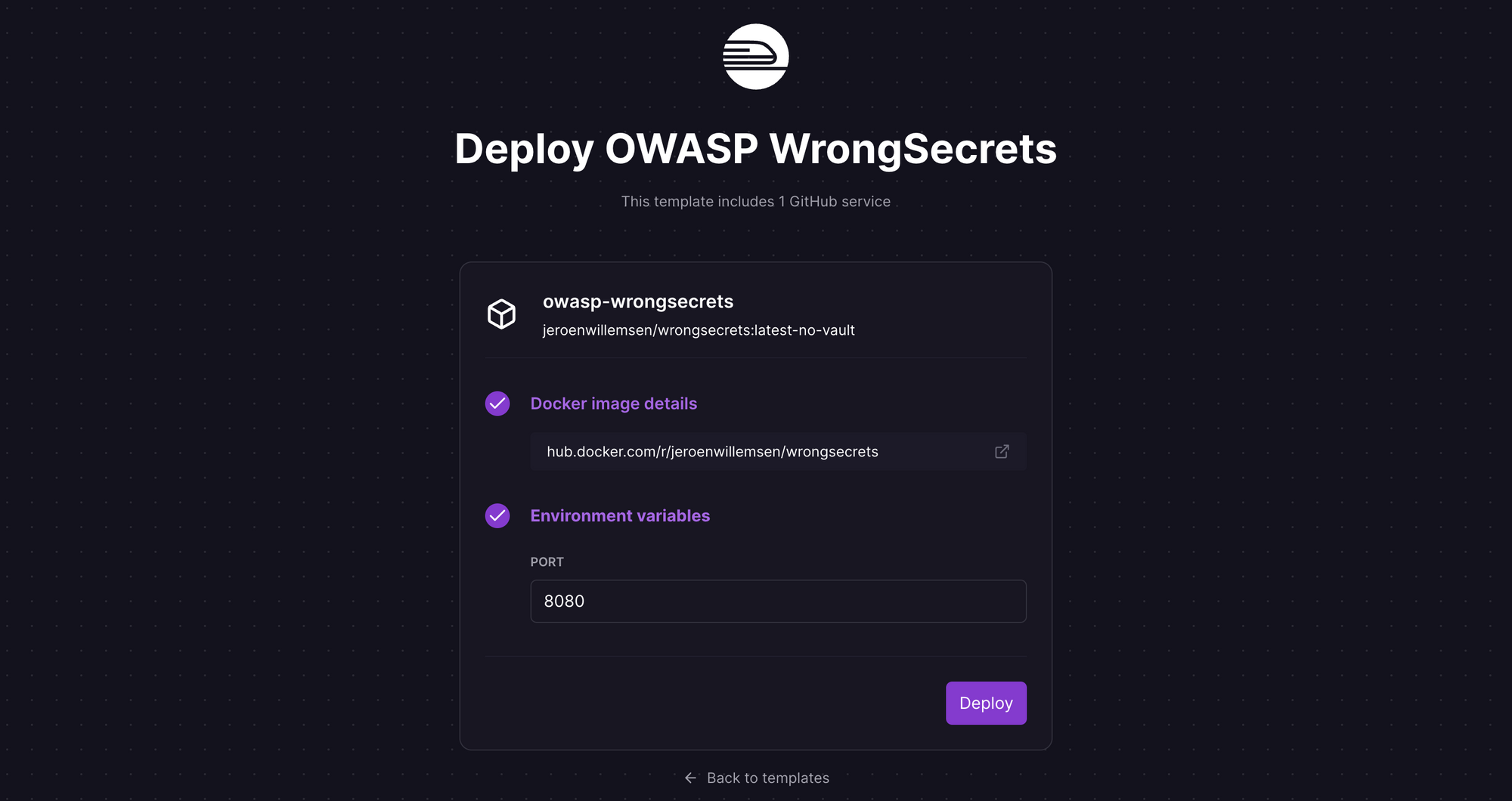 Deploy OWASP WrongSecrets using one-click starter on Railway