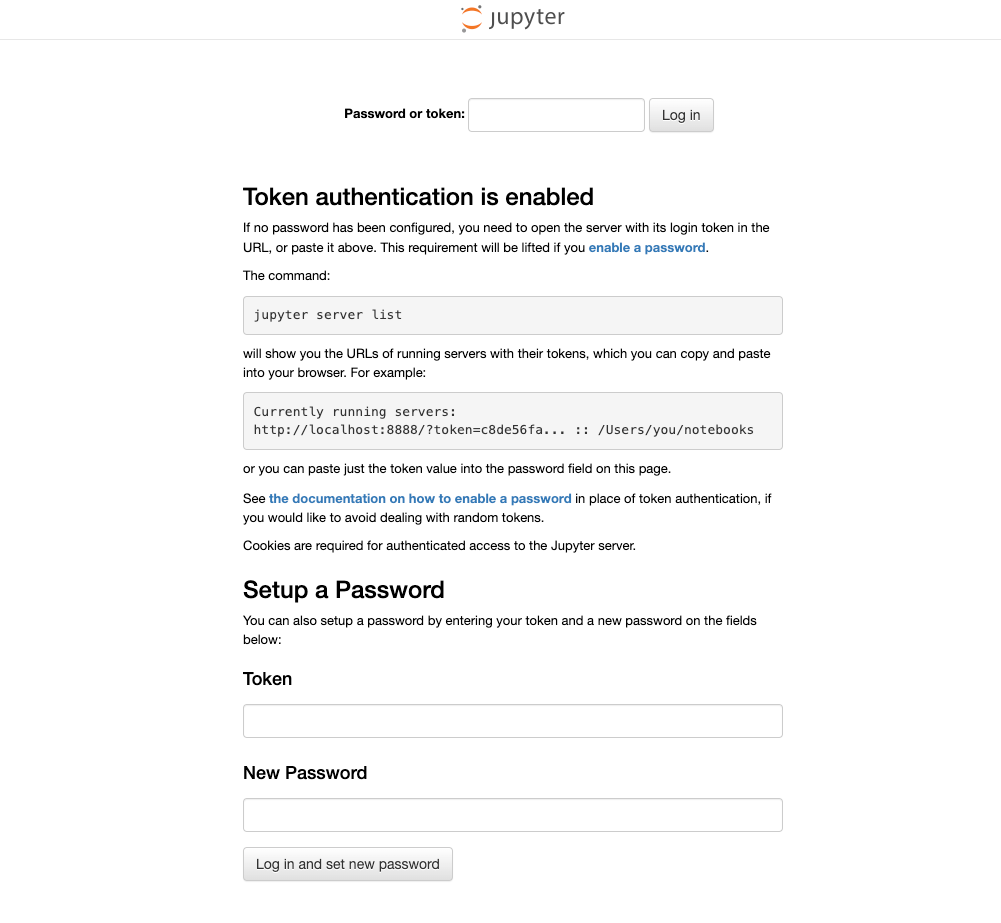 Default Jupyter Notebook login screen