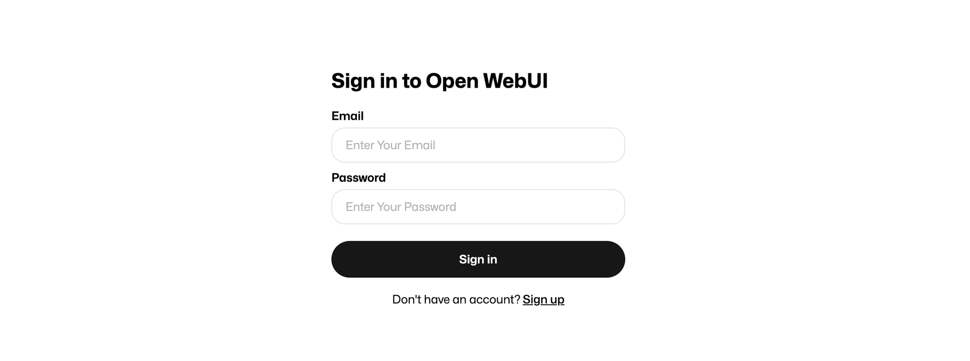 Open WebUI sign in / sign up screen