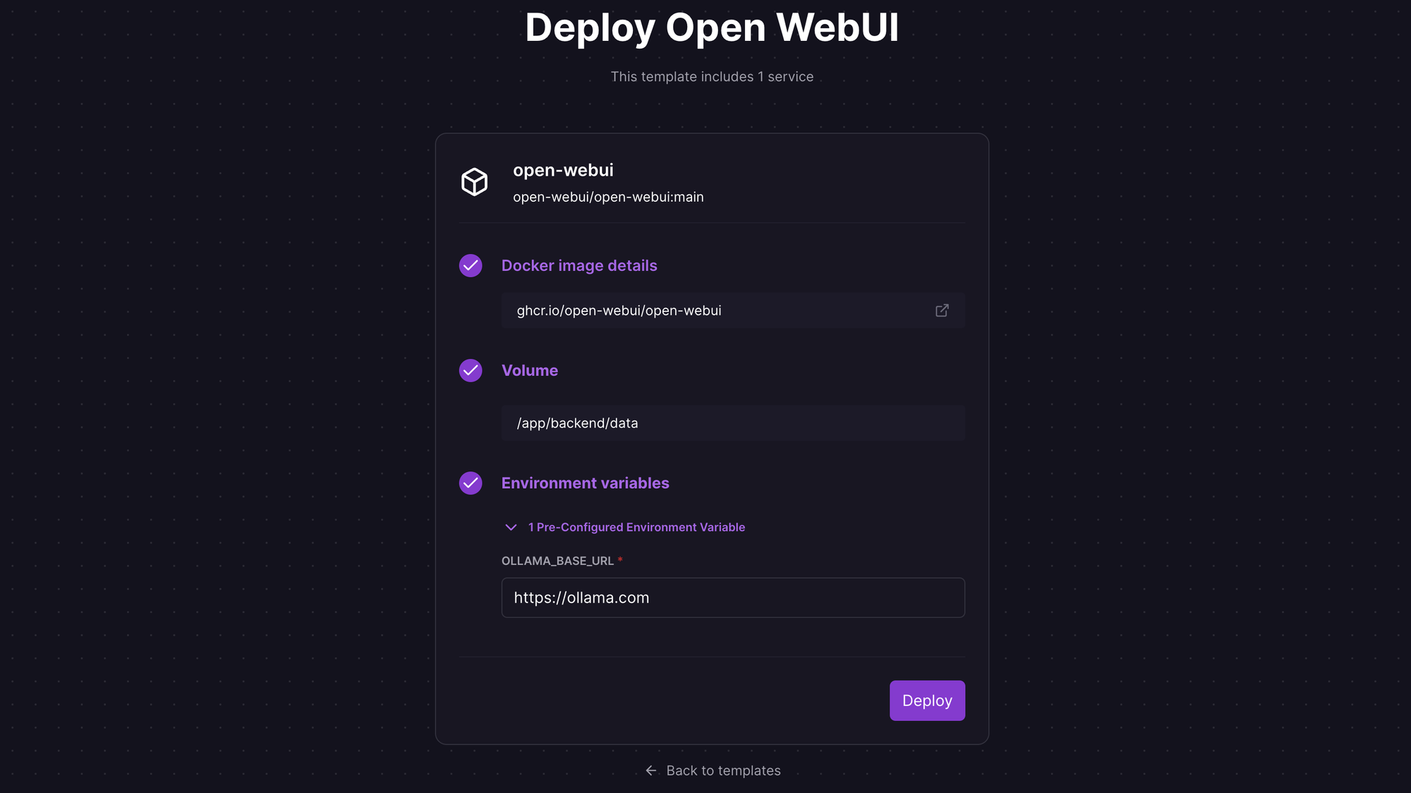 Deploy Open WebUI using one-click starter on Railway