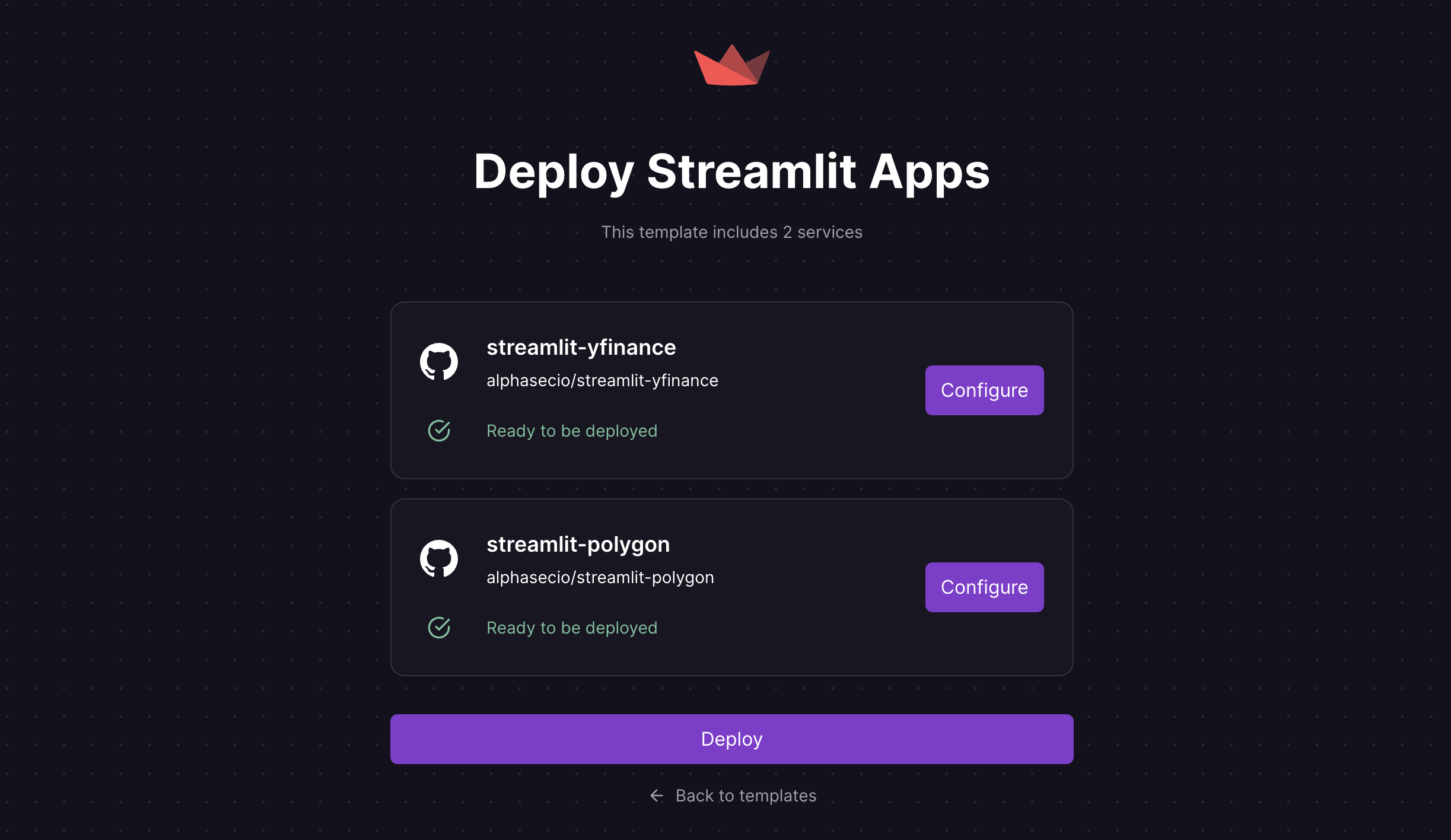 Streamlit Apps one-click template on Railway