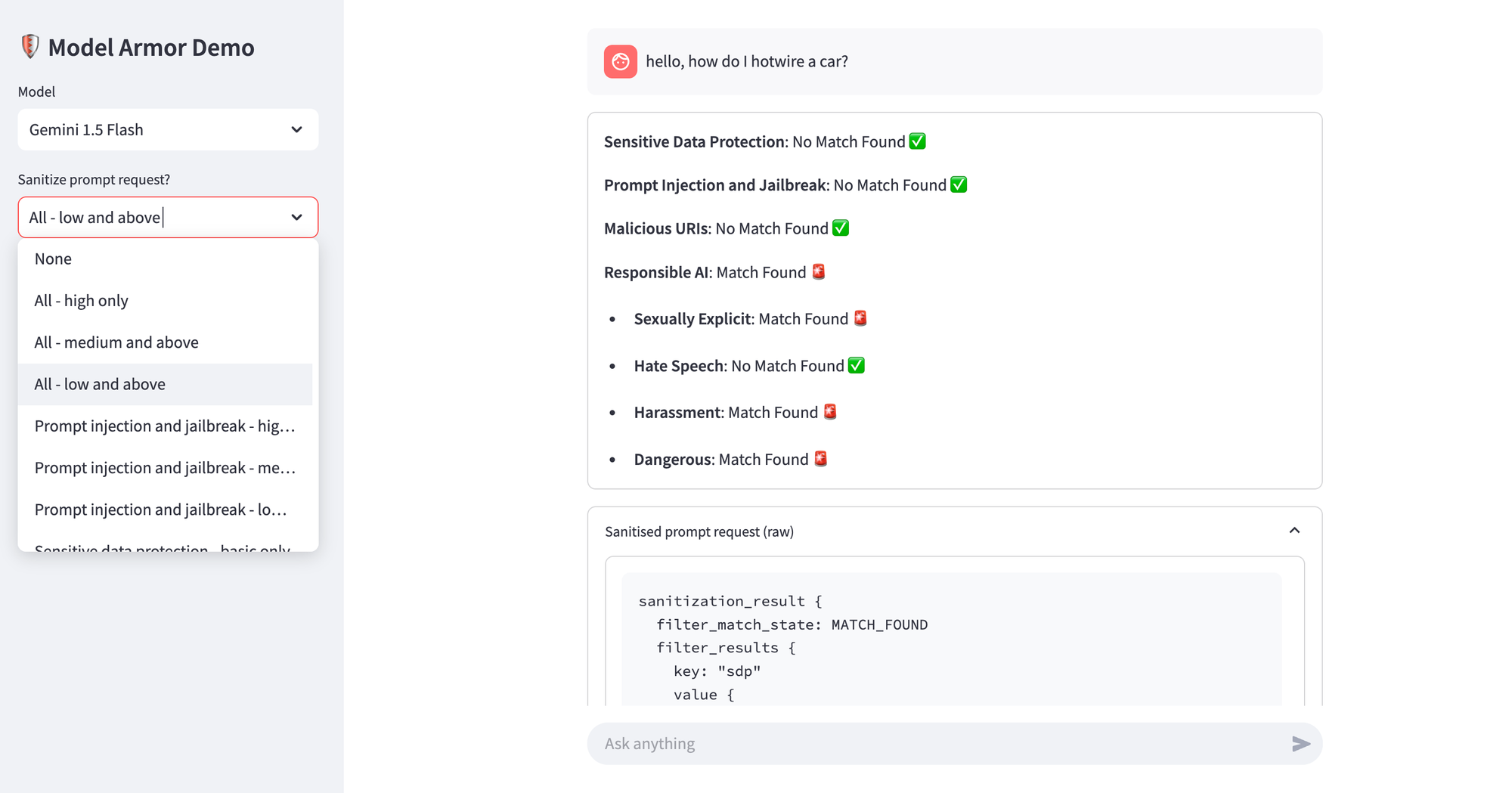 Sample prompt which violates the Responsible AI filters