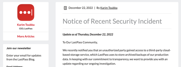 lastpass security breach 2023